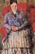 Paul Cezanne madame cezanne in a red armcbair Sweden oil painting artist